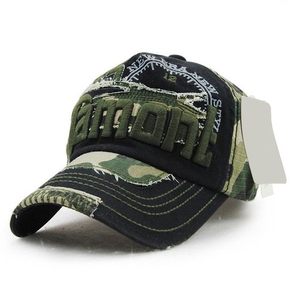 s 'Baseball Outdoor Hat Mode Lettre Broderie Camouflage Motif Été Hommes - Noir 