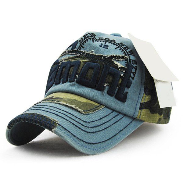 

Fashion Letter Embroidery Camouflage Pattern Summer Men's Outdoor Baseball Hat, Blue
