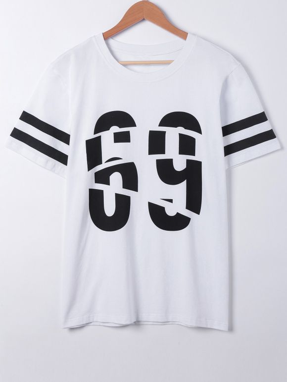 Mode Caractère col rond Impression à manches courtes T-shirt pour les hommes - Blanc XL