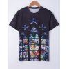 Fashionable Round Neck Oil Painting Printing Short Sleeves T-Shirt For Men - Noir XL