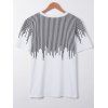 Casual Round Collar Asymmetric Stripe Printing Short Sleeves T-Shirt For Men - Blanc XL