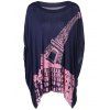 Femmes Casual  's col rond Imprimer manches courtes Top - Bleu Violet ONE SIZE(FIT SIZE XS TO M)