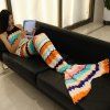 Motif Mer Mode Vague Stripe Mermaid Tail style Casual Blanket souple - Beige L