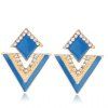Pair of Graceful Glaze Rhinestone Triangle Earrings For Women - Bleu 