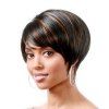 Spiffy Side Bang synthétique Pixie Haircut court noir perruque mixte pour les femmes - Noir et Brun 