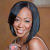 Mode Raides Noir Moyen Bob Hairstyle perruque synthétique pour les femmes - Noir 