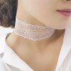 Layered Double Floral Collier Choker - Blanc 