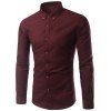 Plus Size Button-Down Long Sleeve Slimming Men's Shirt - Rouge vineux 5XL