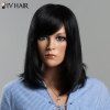 Mode Moyen Siv Cheveux Side Bang Bang Femmes Droites Réel Perruque De Cheveux Humains - Noir Profond 