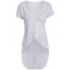 Trendy Neck Slit Asymmetric Pull blanc T-shirt Plongeant pour les femmes - Blanc M
