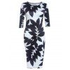s 'Robe Chic col rond manches moitié Feuille Imprimer Skinny Femmes - Noir L