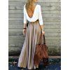 Long Sleeve Draped Open Back Maxi Dress - KHAKI XL