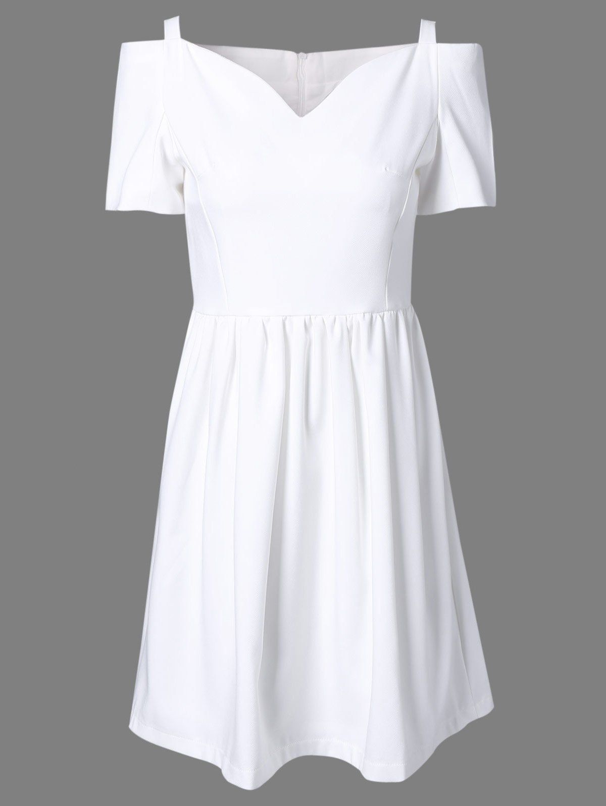 

Stylish Solid Color Women's A-Line Dress, White