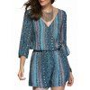 Ethnic Style Women's V-Neck Tribal Print 3/4 Sleeve Romper - Pers ONE SIZE(FIT SIZE XS TO M)