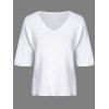 Femmes Casual s  'V-Neck Solid Color Slit manches courtes Tricots - Blanc ONE SIZE(FIT SIZE XS TO M)