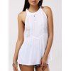 Sweet Round Collar Splice Cut-Out Sleeveless Blouse For Women - Blanc L