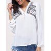 V-cou brodé à manches longues Blouse s 'Casual femmes - Blanc ONE SIZE(FIT SIZE XS TO M)