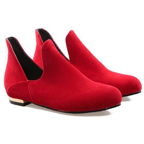 Retro Suede et Slip On Chaussures plates s 'Design Femmes - Rouge 38