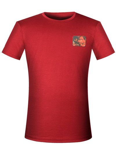 T-shirt imprimé Stud Agrémentée col rond manches courtes hommes s ' - Rouge vineux 2XL