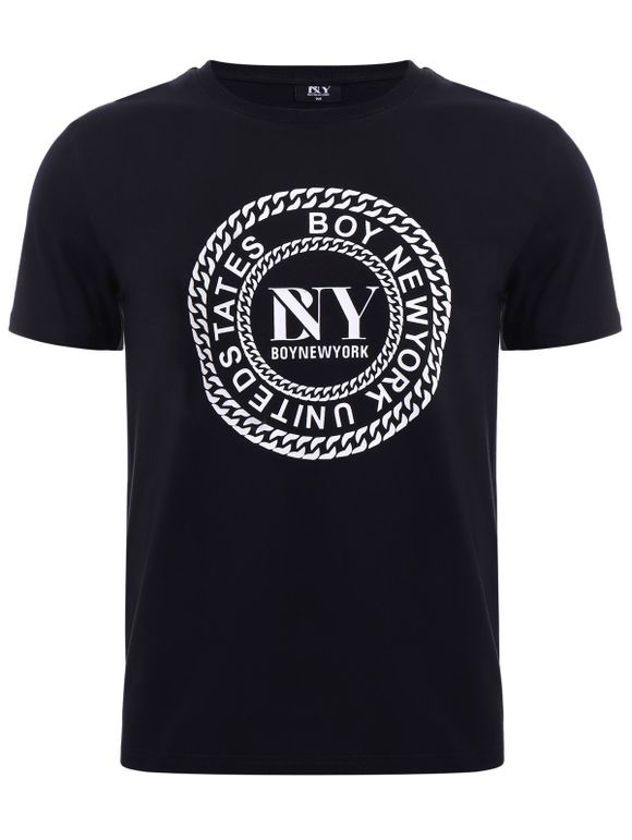 BoyNewYork T-shirt Imprimé en Chaîne de Lettre de Couleur Unie - Noir XL
