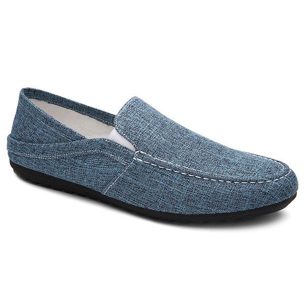 

Simple Solid Color and Linen Design Men's Loafers, Deep blue