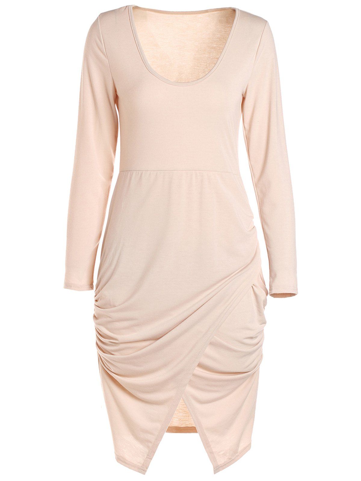

Long Sleeve Crossover Hem Bodycon Bandage Dress, Pink