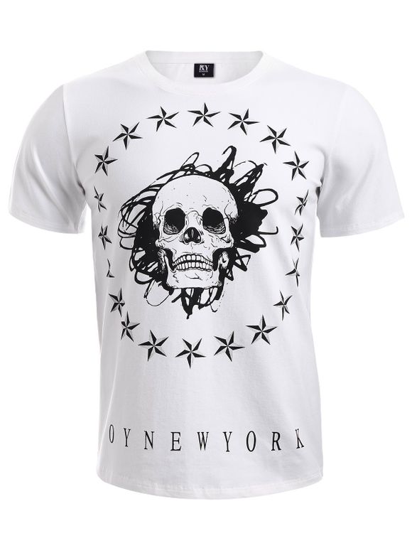 BoyNewYork T-shirt de Motif de Crânes et d'Étoiles - Blanc XL