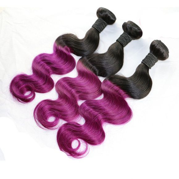 Mode 1 Pcs Noir Mixte Violet vague de corps de femmes s '7A Virgin Brazilian Hair Weave - multicolore 24INCH