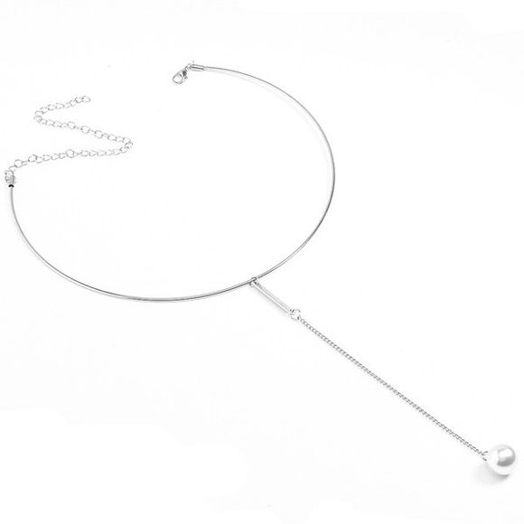 Alliage de charme Faux collier de perles Bar pour les femmes - Argent 