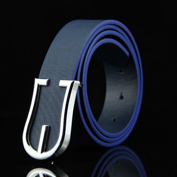 Élégant évider Silver Shield Shape Agrémentée Men 's Belt - Bleu profond 