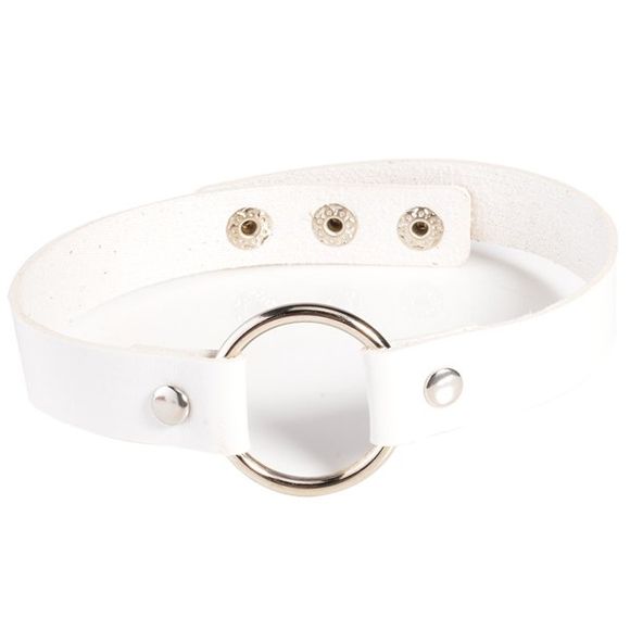 Faux Leather Round Choker Necklace - WHITE 