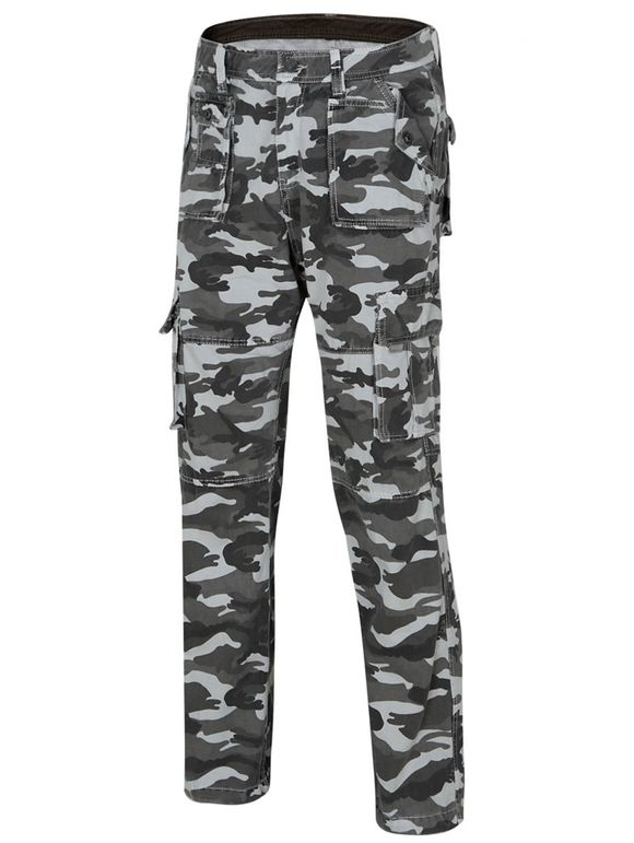 Pantalon Cargo à Jambe Droite Camouflage Pour Homme - Gris 34