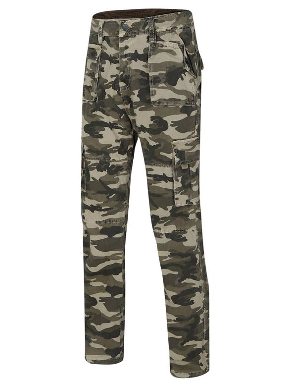 Pantalon Cargo à Jambe Droite Camouflage Pour Homme - Kaki 32