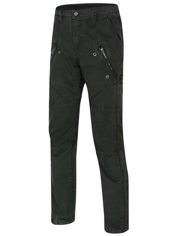 Men 's  Zipper design jambes droites Pantalon - gris foncé 34