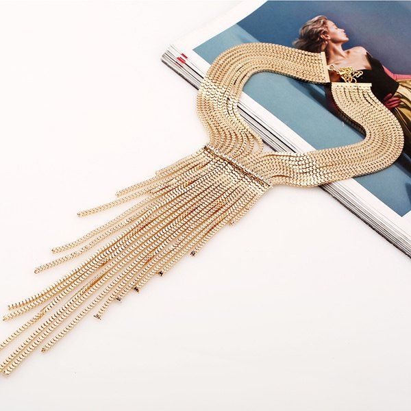 

Multilayered Alloy Necklace, Golden