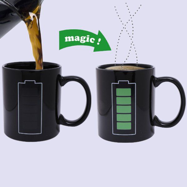 

Creative Charging Pattern Ceramic Heat Sensitive DIY Color Changing Mug For Gifts, Black