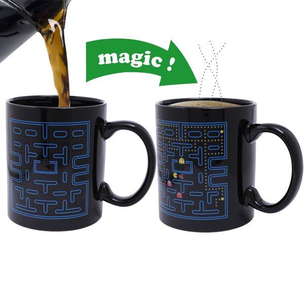 

Creative Pac-Man Pattern Ceramic Heat Sensitive DIY Color Changing Mug For Gifts, Black