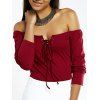 Off The Lace Up Top épaule Fitting - Rouge vineux S