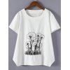 Brief Plus Size Embroidered Asymmetrical T-Shirt - Blanc 4XL