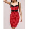 Chic sweetheart Neck bowknot taille Polka Dot femmes de robe - Rouge 2XL