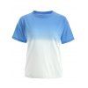 Fashion Ombre Color Block Loose T Shirt - Moyen Bleu 2XL
