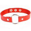 Collier Ras de Cou avec Rond en Simili Cuir - Rouge 