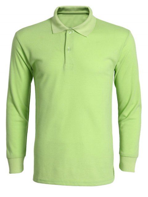 Limited Offer 2019 Solid Color Turn Down Collar Long Sleeve Men S T Solid Color Turn Down Collar Long Sleeve Men S T Shirt Le Green 2xl