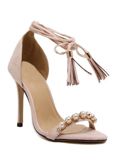 Élégant Tassel et Sandals perles design Femmes  's - Abricot 38