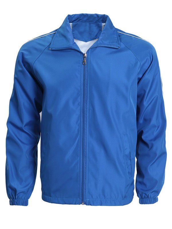 

Zip-Up Turn-Down Collar Long Sleeve Men's Jacket, Peacock blue
