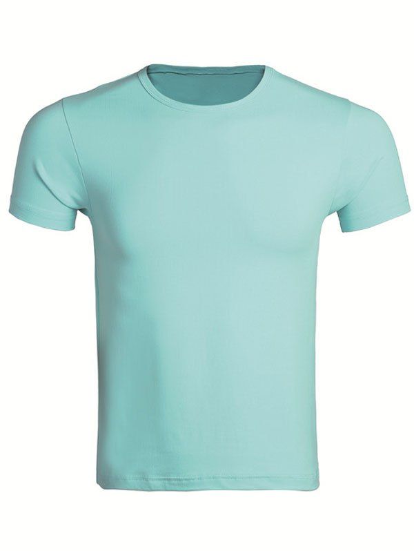 

Round Neck Short Sleeve Cotton Blends Men's T-Shirt, Light blue