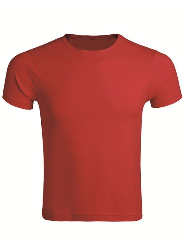 

Round Neck Short Sleeve Cotton Blends Men's T-Shirt, Red