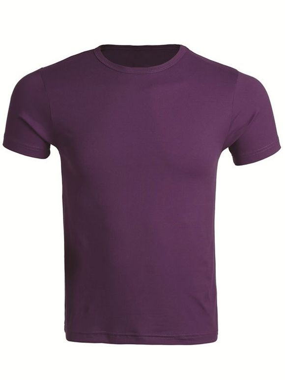 T-shirt col rond manches courtes en coton Blends Men  's - Pourpre L