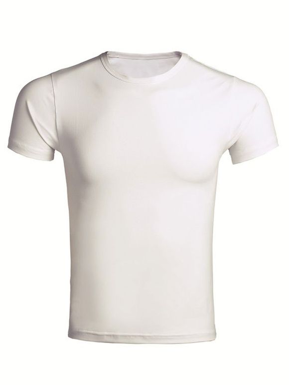 T-shirt col rond manches courtes en coton Blends Men  's - Blanc 2XL