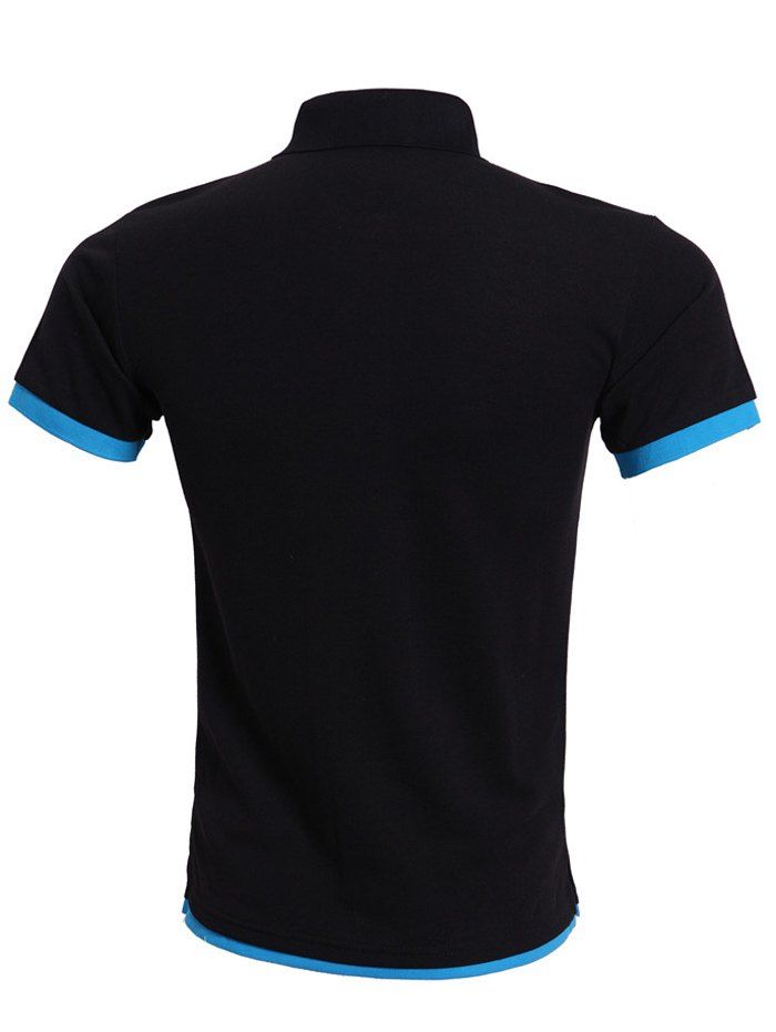 

Simple Bicolor Spliced Short Sleeve T Shirt For Men, Blue and black